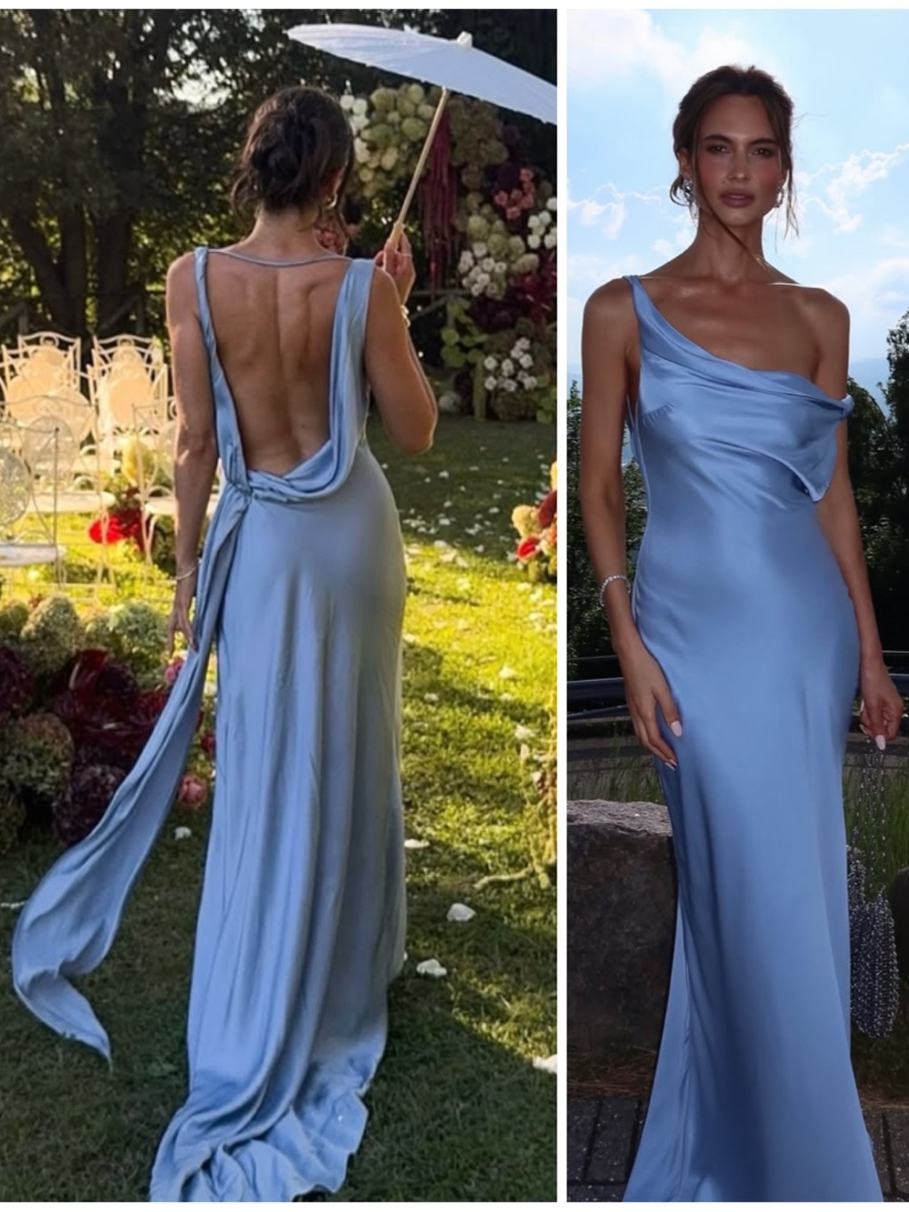 NWT Arcina Ori Darcy Long Maxi Dress Cowlneck Gown Light Blue Women’s XS